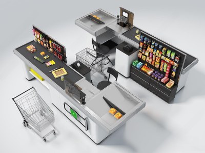 现代超市收银台3D模型下载